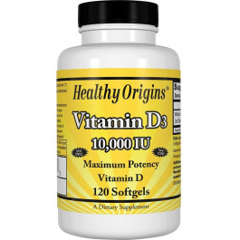 Healthy Origins Vitamin D3 Gels 10,000 IU 120 softgels