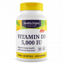 Healthy Origins Vitamin D3 Gels 5,000 IU 120 softgels