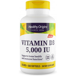 Healthy Origins Vitamin D3 Gels 5,000 IU 360 softgels