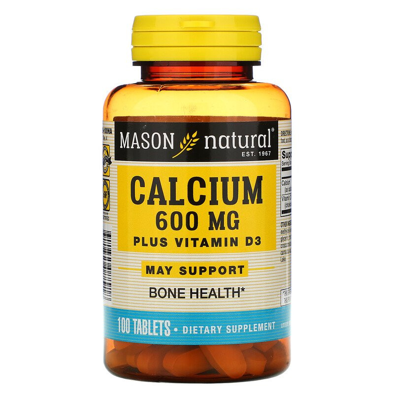 Mason Natural Calcium 600 mg Plus Vitamin D3 100 tabs - зображення 1