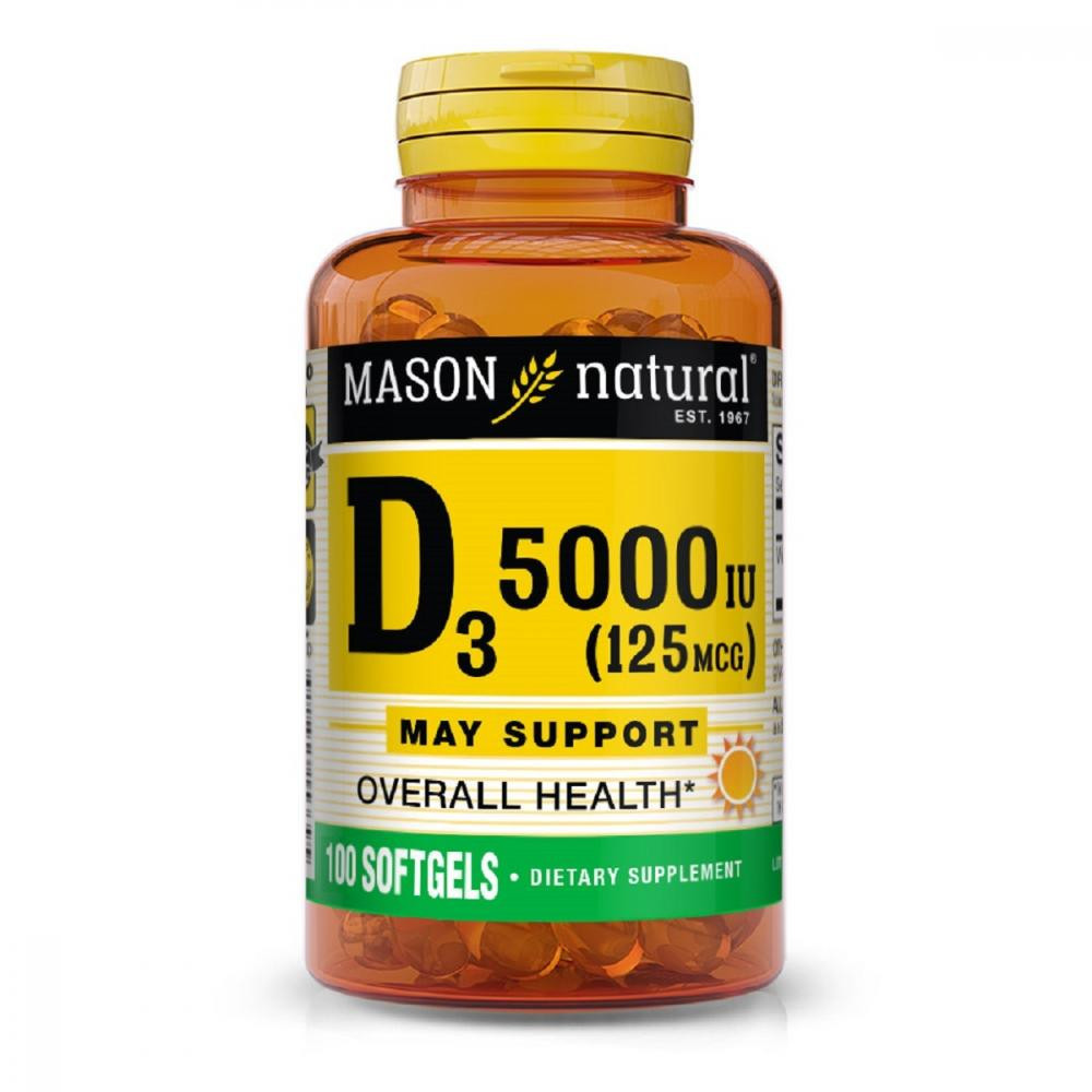 Mason Natural Vitamin D3 125 mcg /5,000 IU/ 100 softgels - зображення 1