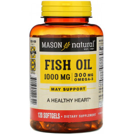 Mason Natural Fish Oil 1,000 mg Omega-3 300 mg 120 softgels