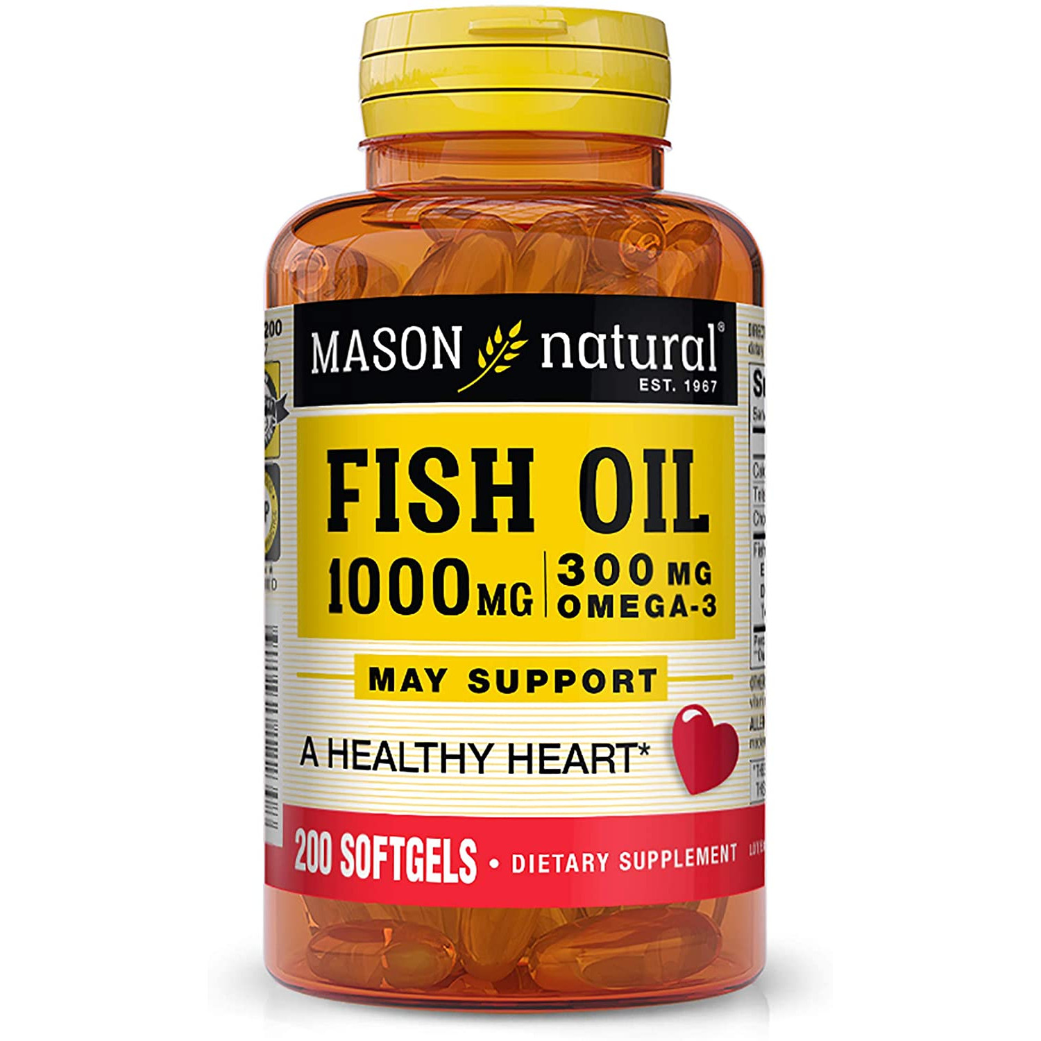 Mason Natural Fish Oil 1,000 mg Omega-3 300 mg 200 softgels - зображення 1