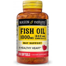 Mason Natural Fish Oil 1,000 mg Omega-3 300 mg 200 softgels