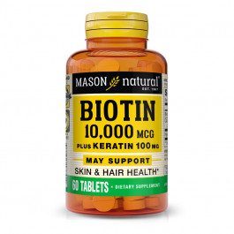   Mason Natural Biotin 10,000 mcg Plus Keratin 100 mg 60 tabs