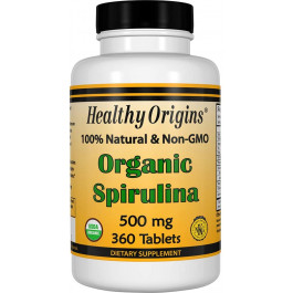 Healthy Origins Organic Spirulina 500 mg 360 tabs /120 servings/