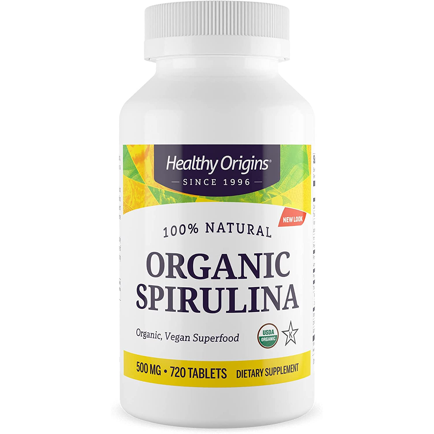 Healthy Origins Organic Spirulina 500 mg 720 tabs /240 servings/ - зображення 1