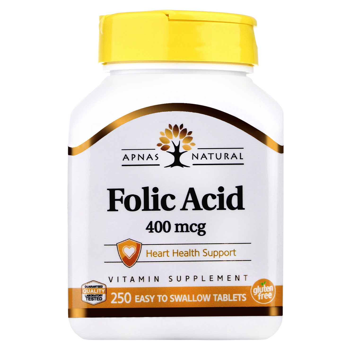 Apnas Natural Folic Acid 400 mcg 250 tabs - зображення 1