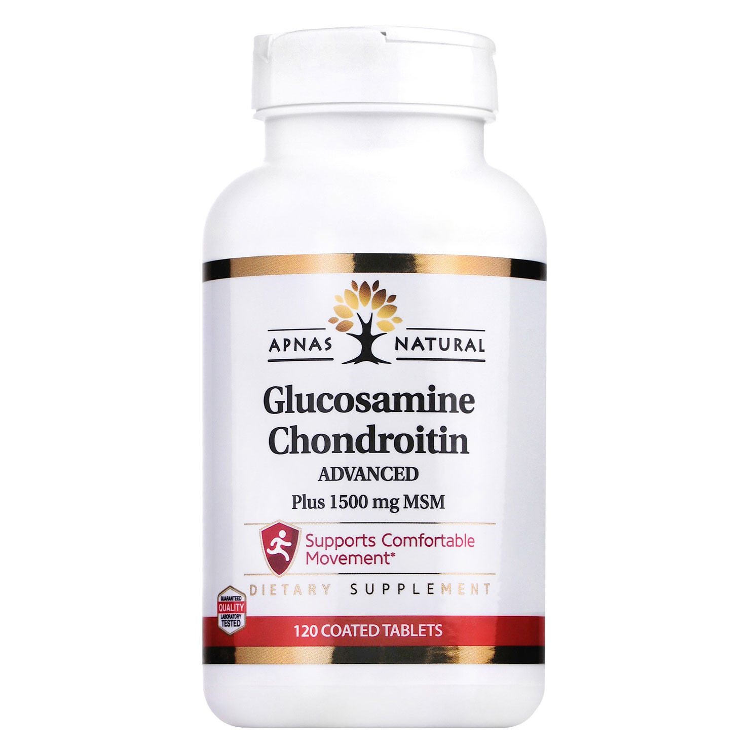 Apnas Natural Glucosamine Chondroitin plus 1500 mg MSM 120 tabs /40 servings/ - зображення 1