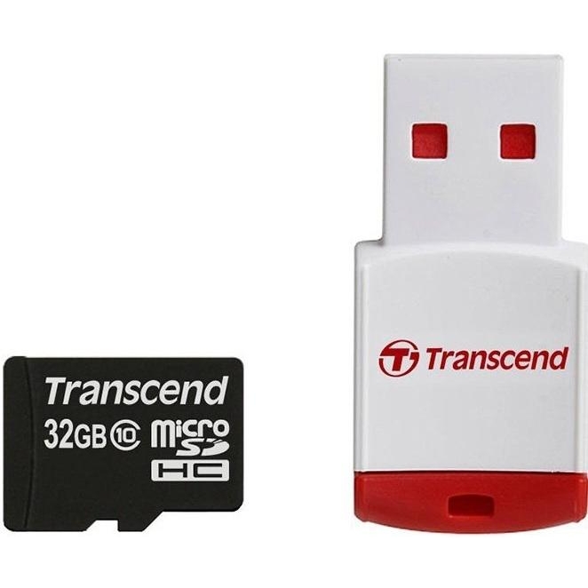 Transcend 32 GB microSDHC class 10 + P3 Card Reader TS32GUSDHC10-P3 - зображення 1