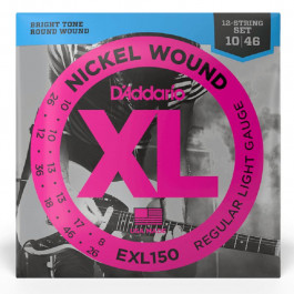   D'Addario Струны для 12-струнной электрогитары EXL150 Nickel Wound, 12-String, Regular Light, 10-46