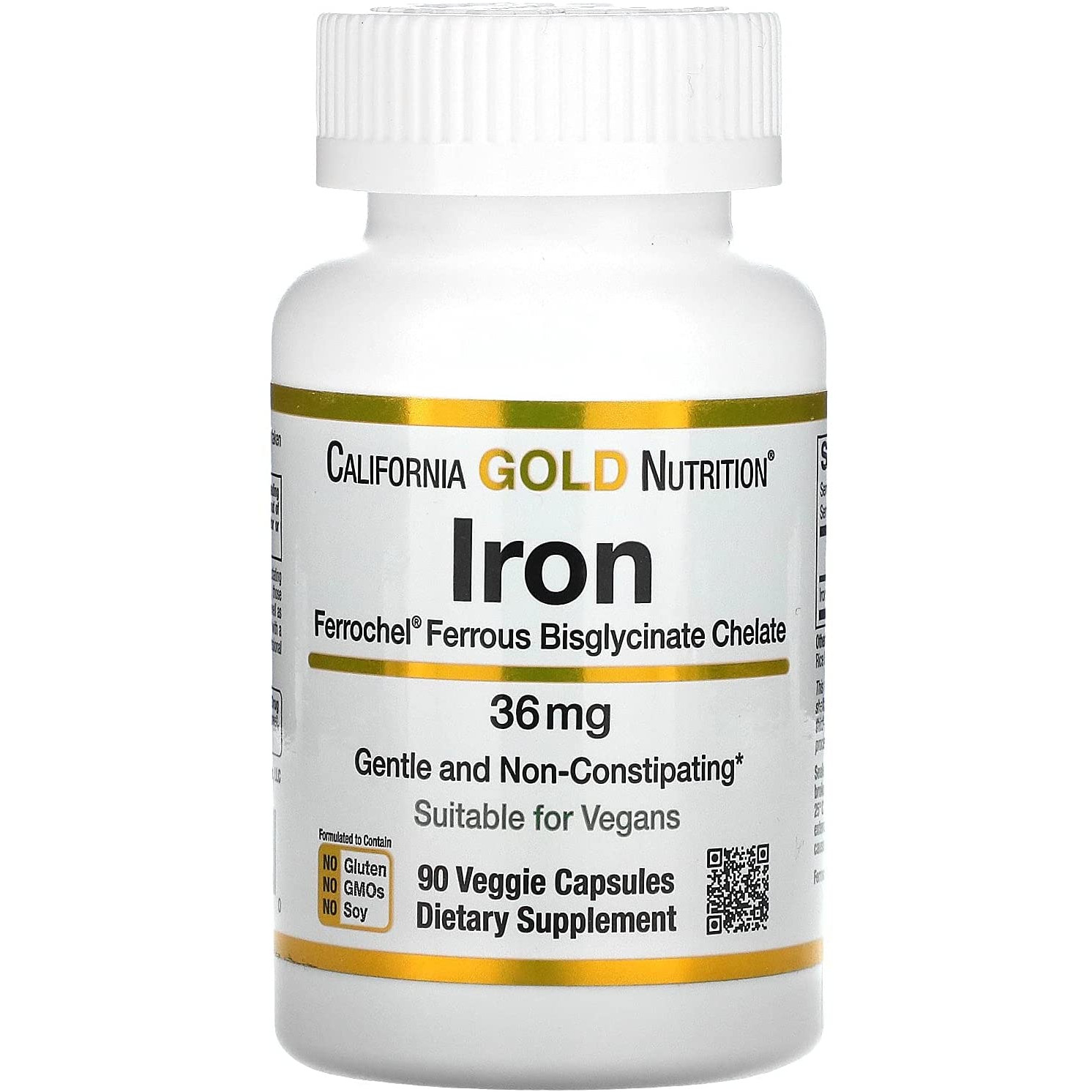 California Gold Nutrition Ferrochel Iron /Bisglycinate/ 36 mg 90 caps - зображення 1
