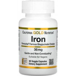 California Gold Nutrition Ferrochel Iron /Bisglycinate/ 36 mg 90 caps