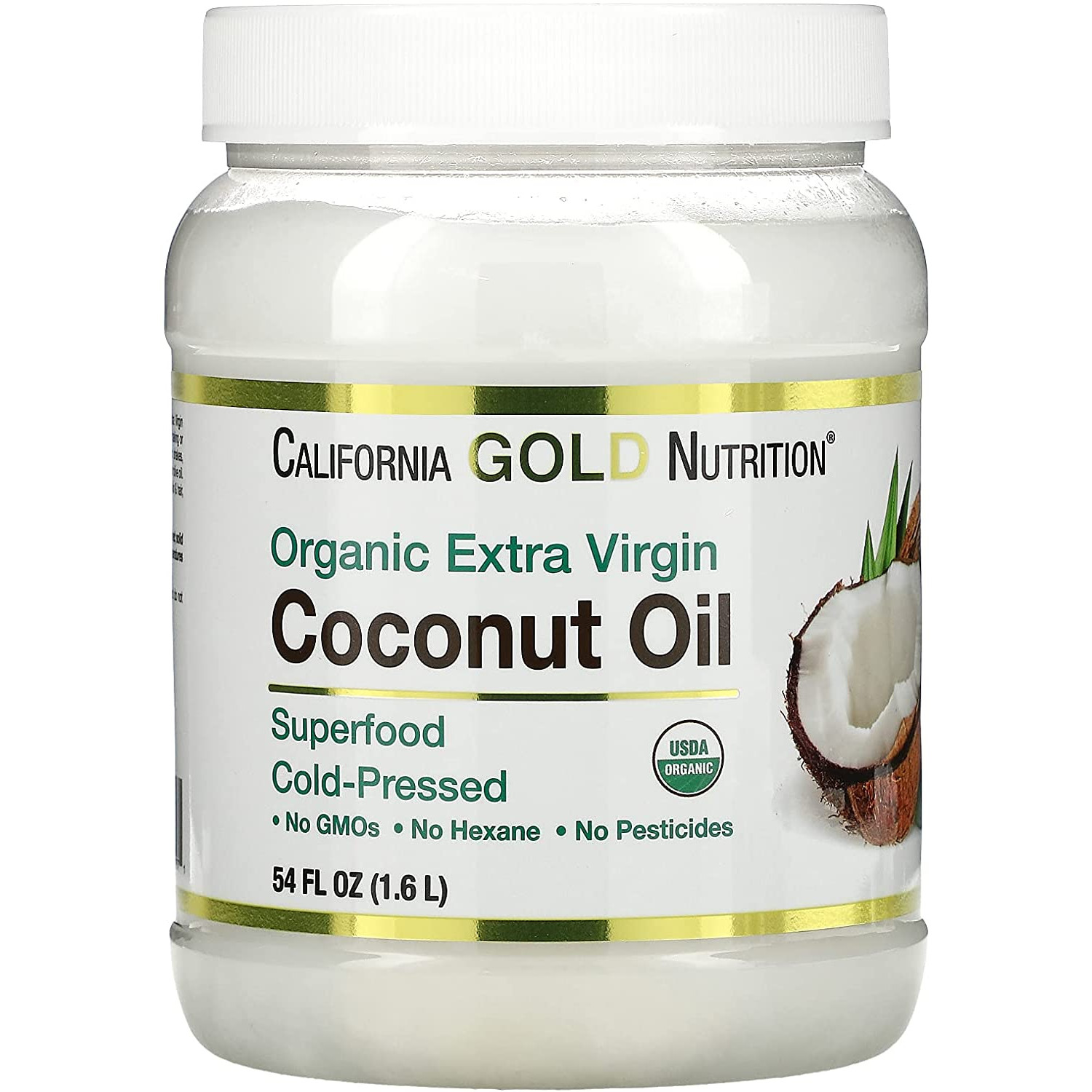 California Gold Nutrition Organic Extra Virgin Coconut Oil 1600 ml /107 servings/ Unflavored - зображення 1