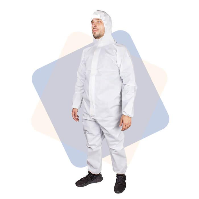 Венето Одноразовый защитный костюм с капюшоном, трехслойный (плотность 60 г/м), белый - зображення 1