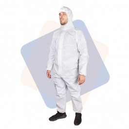 Венето Одноразовый защитный костюм с капюшоном, трехслойный (плотность 60 г/м), белый