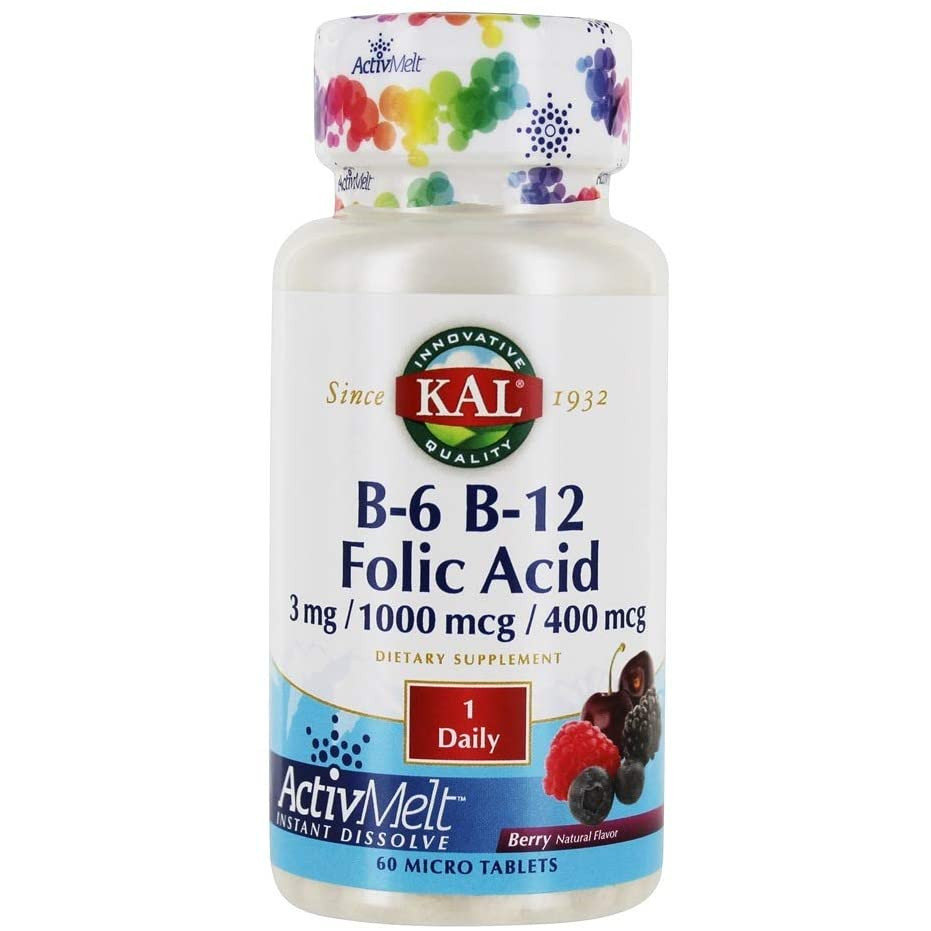 KAL B-6 B-12 Folic Acid ActivMelt 60 tabs Berry - зображення 1