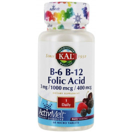 KAL B-6 B-12 Folic Acid ActivMelt 60 tabs Berry