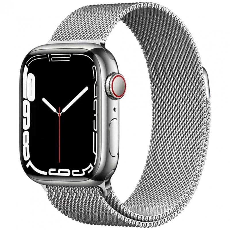 Apple Watch Series 7 GPS + Cellular 41mm Silver Stainless Steel Case with Silver Milanese Loop (MKHF3) - зображення 1