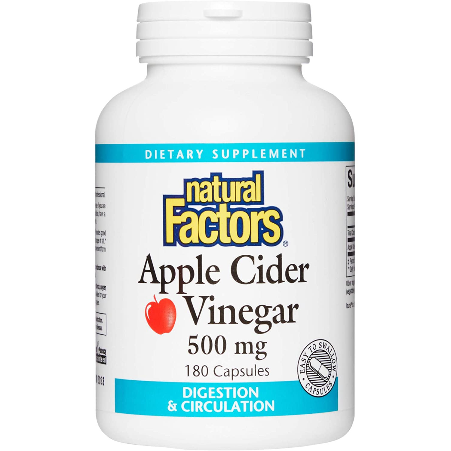 Natural Factors Apple Cider Vinegar 500 mg 180 caps /90 servings/ - зображення 1