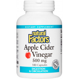 Natural Factors Apple Cider Vinegar 500 mg 180 caps /90 servings/