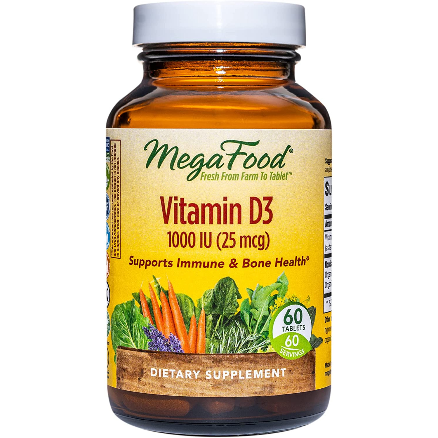 MegaFood Vitamin D3 1000 IU /25 mcg/ 60 tabs - зображення 1