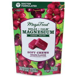 MegaFood Relax + Calm Magnesium Soft Chews 30 tabs /15 servings/ Grape