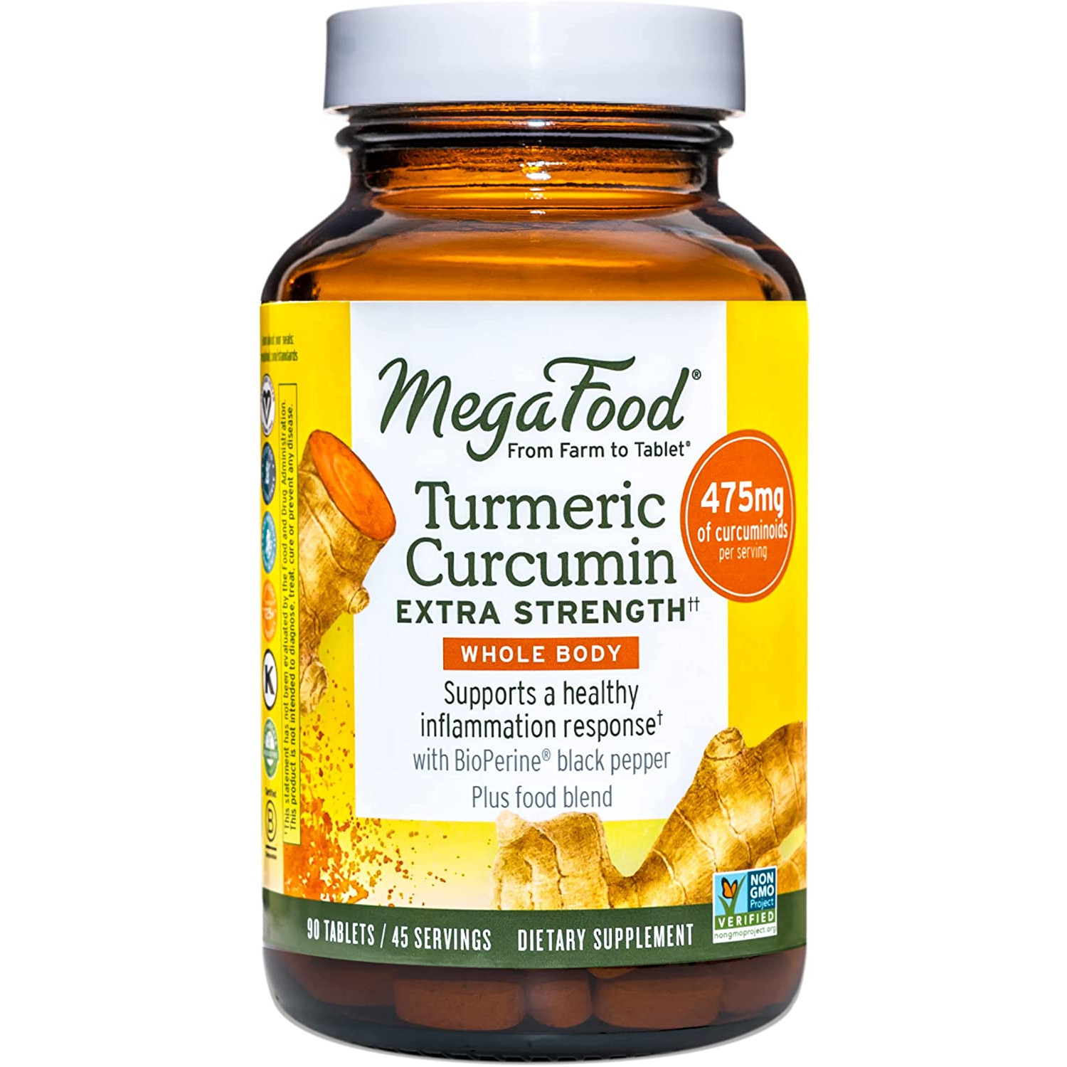 MegaFood Turmeric Curcumin Extra Strength - Whole Body 90 tabs /45 servings/ - зображення 1