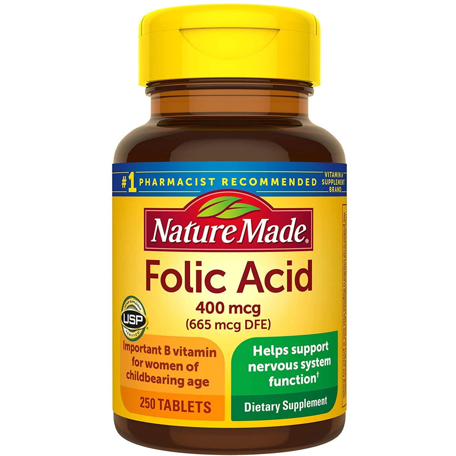 Nature Made Folic Acid 400 mcg Tablets 250 tabs - зображення 1