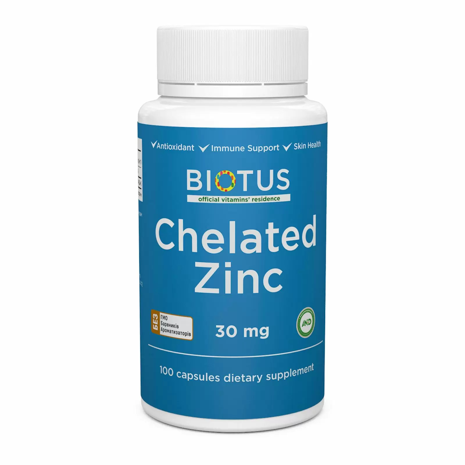 Biotus Chelated Zinc 30 mg 100 caps - зображення 1