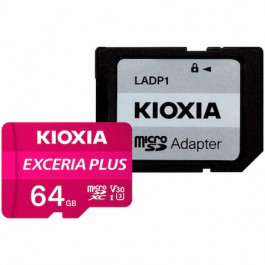 Kioxia 64 GB microSDXC Class 10 UHS-I U3 V30 Exceria plus + SD Adapter LMPL1M064GG2