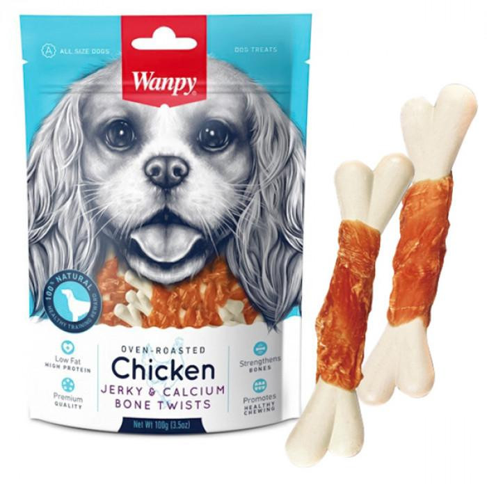 Wanpy Chicken Jerky & Calcium Bone Twists 100 г CE-08H - зображення 1