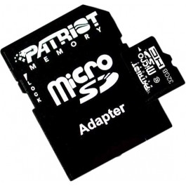 PATRIOT 32 GB microSDHC class 10 + SD Adapter PSF32GMCSDHC10