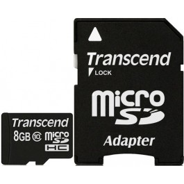 Transcend 8 GB microSDHC class 10 + SD Adapter TS8GUSDHC10
