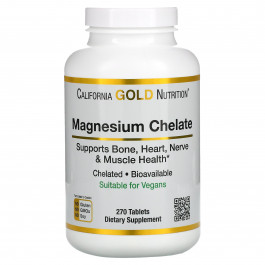 California Gold Nutrition Magnesium Chelate 270 tabs /135 servings/
