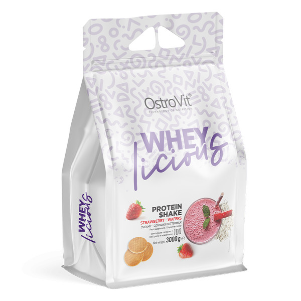 OstroVit WHEYlicious Protein Shake 3000 g /100 servings/ Strawberry Wafers - зображення 1