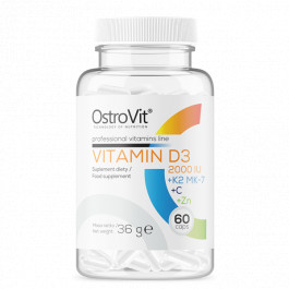   OstroVit Vitamin D3 2000 IU + K2 MK-7 + C + Zinc 60 caps