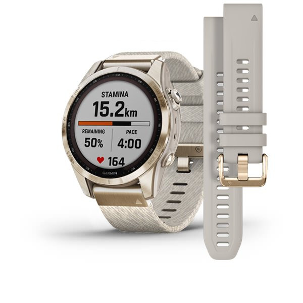 Garmin Fenix 7S Sapphire Solar Cream G. Titanium w. Cream H. Nylon Band (010-02539-39) - зображення 1