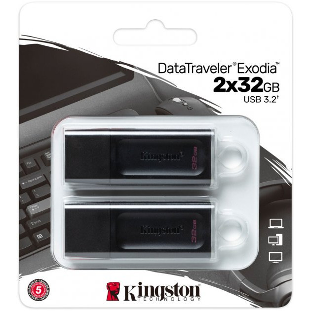 Kingston 2 x 32 GB DataTraveler Exodia USB 3.2 (DTX/32GB-2P) - зображення 1