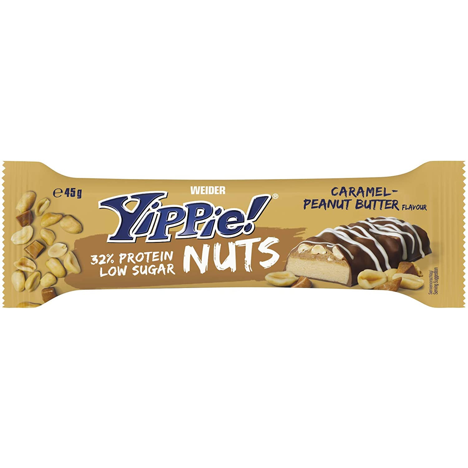 Weider Yippie! Nuts Bar 45 g Caramel Peanut Butter - зображення 1