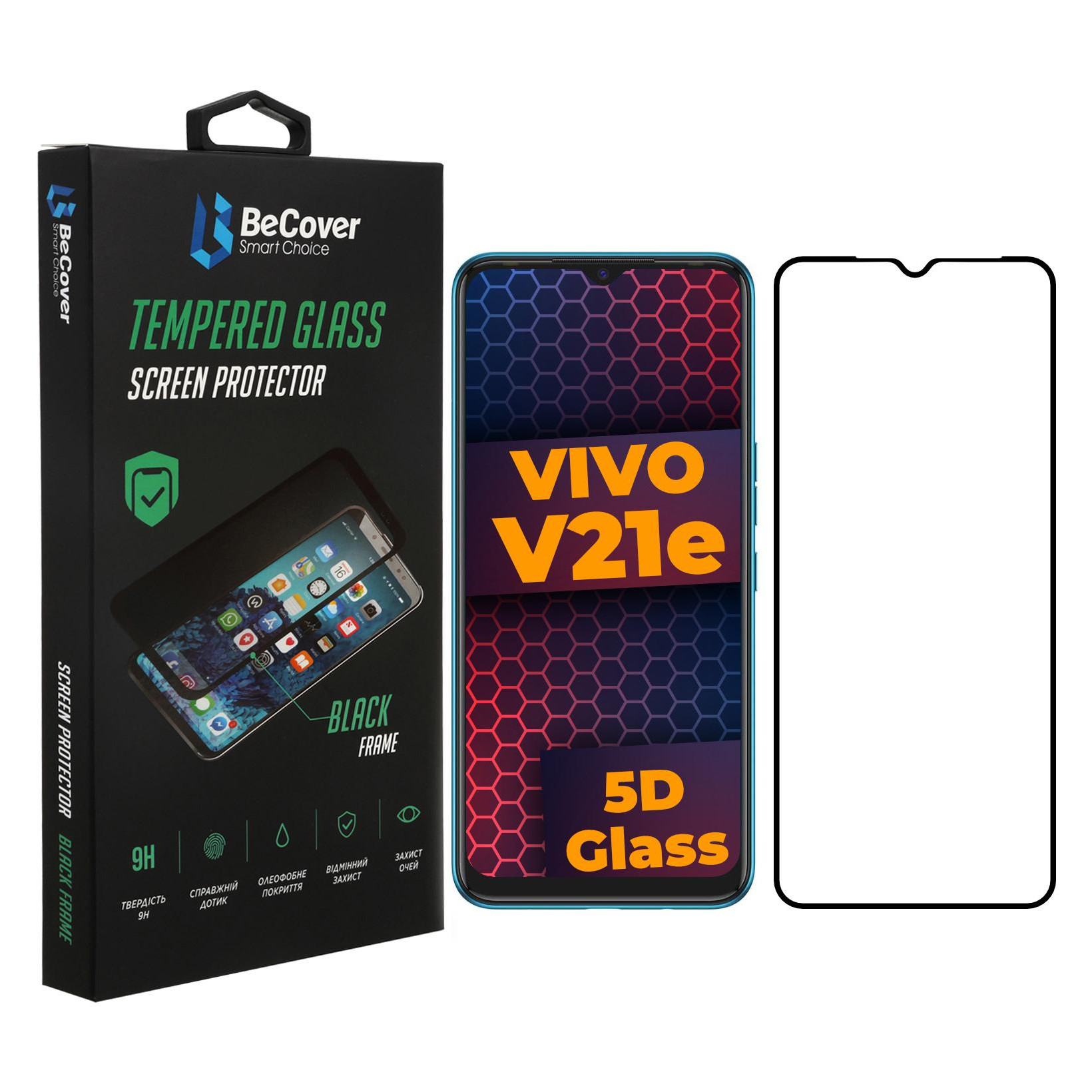 BeCover Защитное стекло  для Vivo V21E Black (707246) - зображення 1