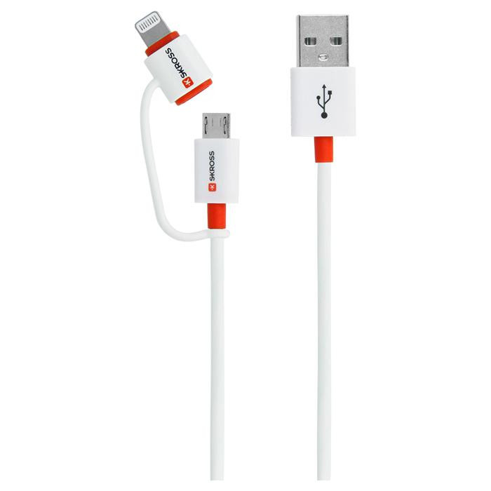 SKROSS USB 2-in-1 AM/Micro-BM/ Lightning White 1m (2.700200-E) - зображення 1