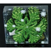 JUMI Набор новогодних украшений 10 см, Снежинка, 6 шт, пластик, зеленый с блестками (5900410306561)