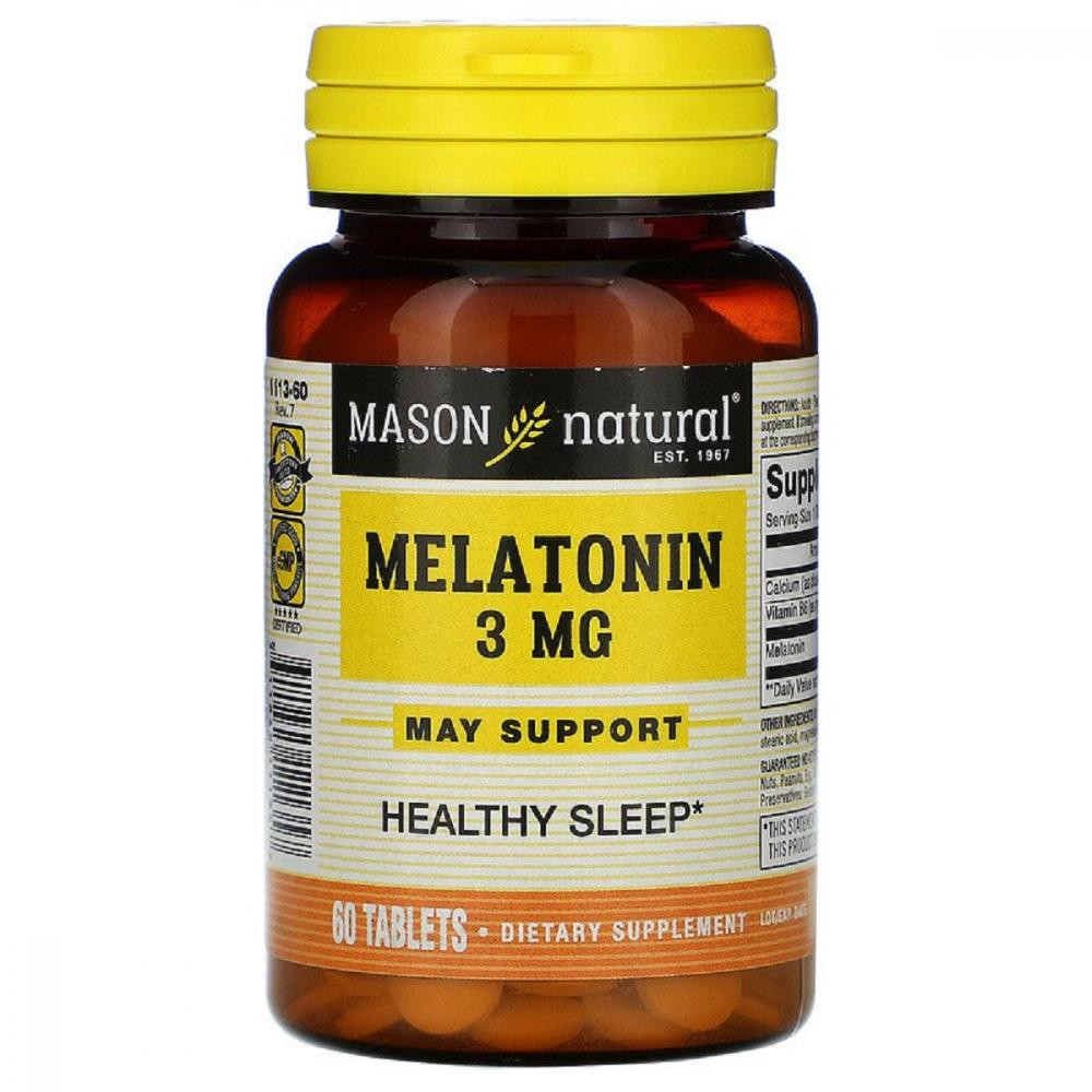Mason Natural Мелатонин (Melatonin) 3 мг 60 таблеток - зображення 1