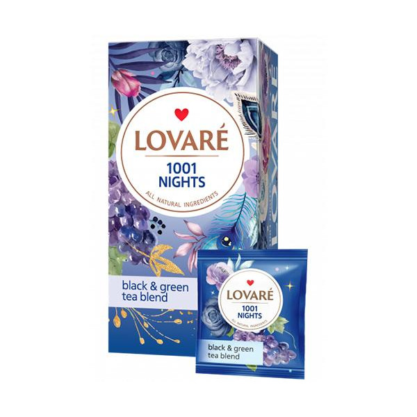 Lovare Купаж черного и зеленого чая Lovare 1001 Ночь в пакетиках 24 шт (4820097816508) - зображення 1