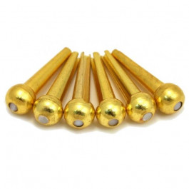   D'ANDREA Tone Pins Brass Round Bridge Pins with Pearl Dot TP4T