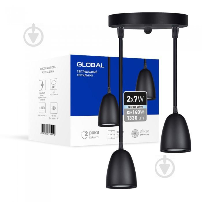Global Светильник светодиодный GPL-01C 4100K 2x14 Вт черный - зображення 1