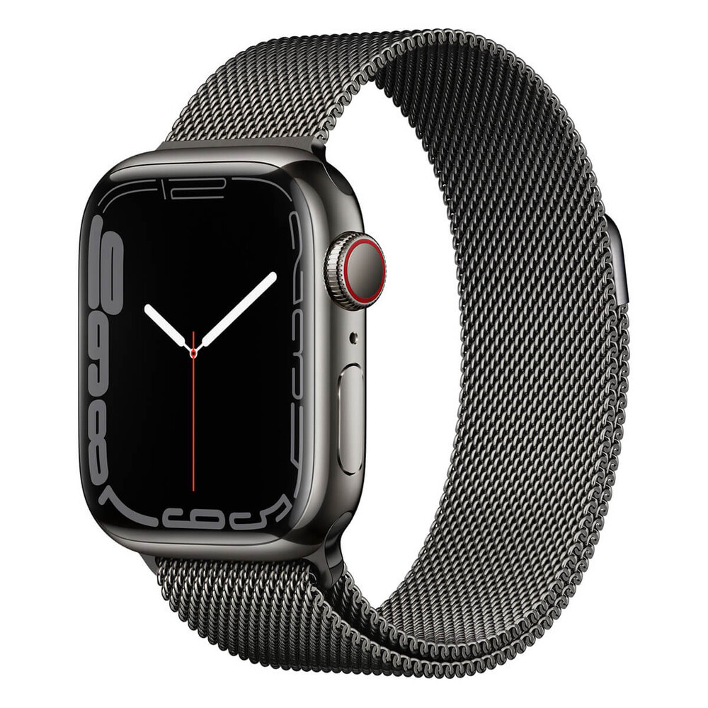 Apple Watch Series 7 GPS + Cellular 41mm Graphite Stainless Steel Case with Graphite Milanese Loop (MKHK3) - зображення 1