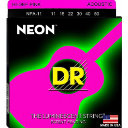   DR Струны для акустической гитары  NPA-11 Hi-Def Neon Pink K3 Coated Extra Medium-Light Acoustic Guitar