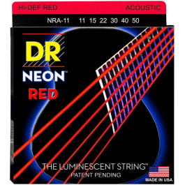 DR Струны для акустической гитары  NRA-11 Hi-Def Neon Red K3 Coated Medium-Light Acoustic Guitar String